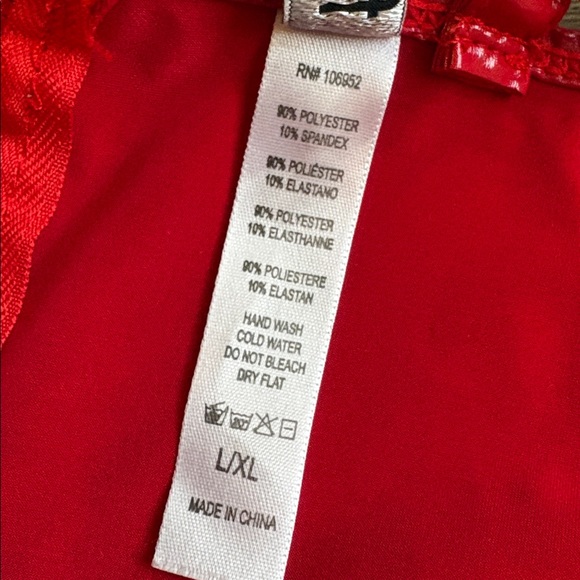 Y2K Forplay Lingerie Brand Vinyl Patent Leather Latex Look Red Lace-up Bodysuit - Picture 4 of 4